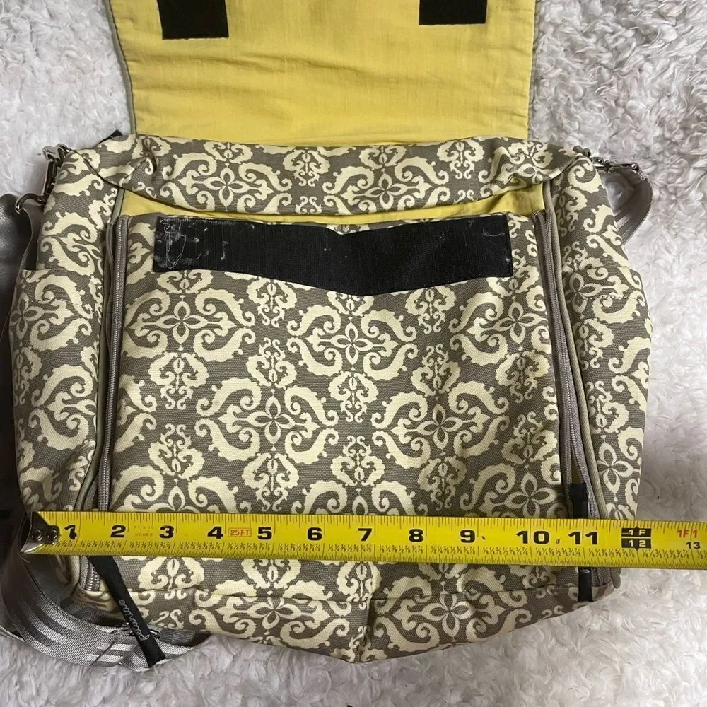 Petunia Pickle Bottom Diaper Bag Shoulder Strap /Backpack Straps Gray Yellow.